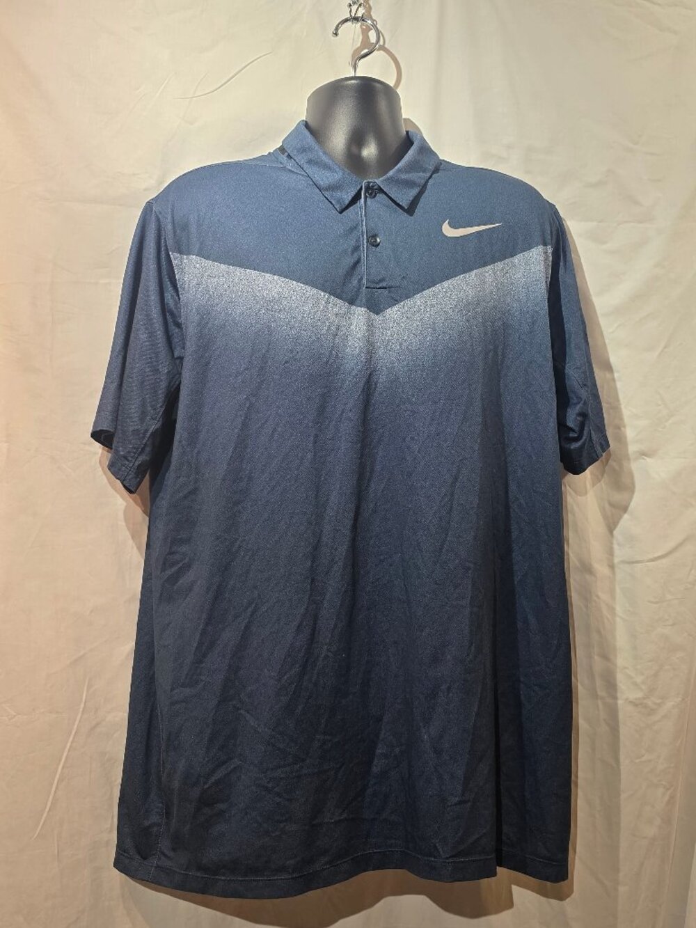 Nike Golf Dri-FIT Chevron Print Polo Shirt Navy Blue Men's Size XL
